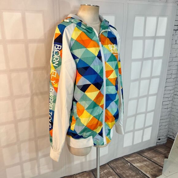 Born Fly Multicolor Colorful Windbreaker Jacket Size Large - Picture 2 of 10